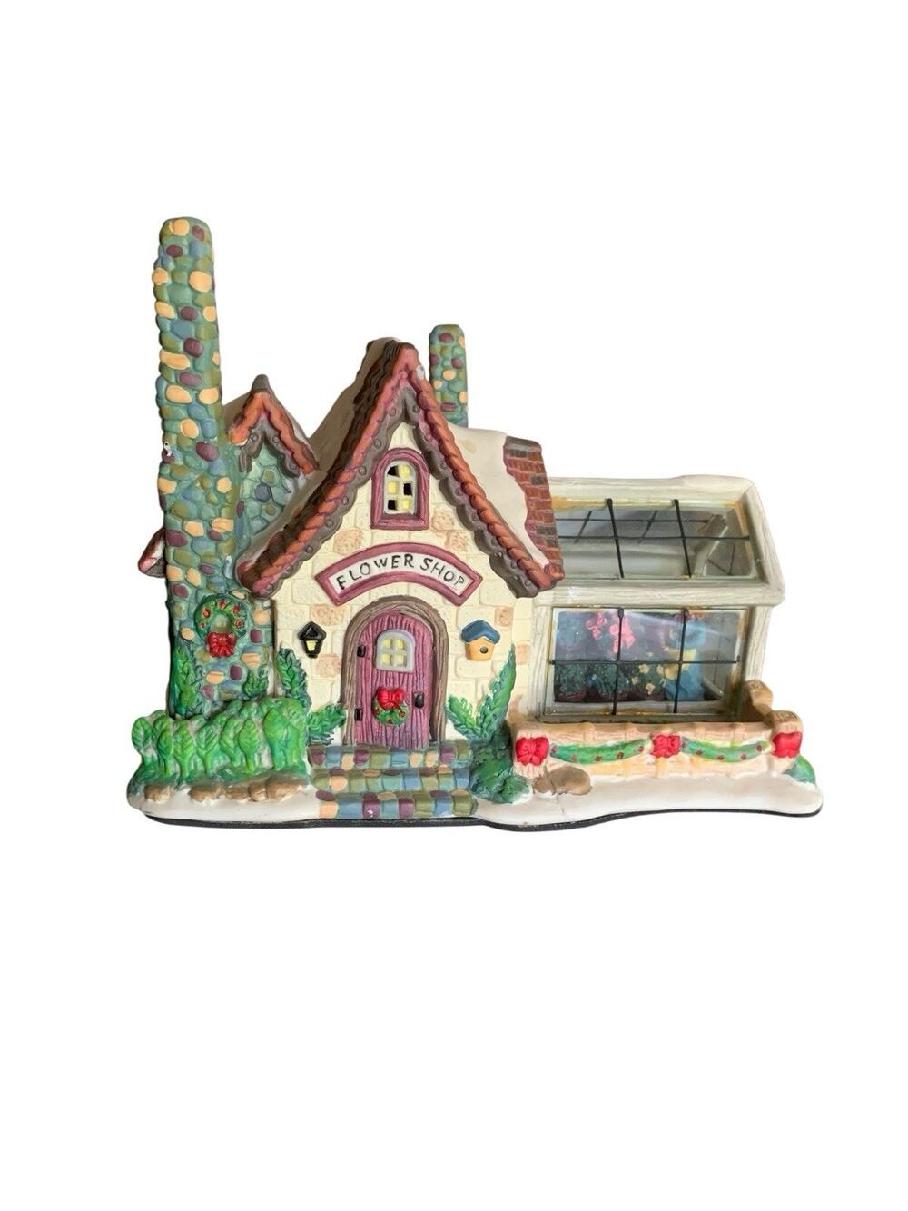 Christmas Village House Flower Shop Holiday Vintage Christmas Street Collection